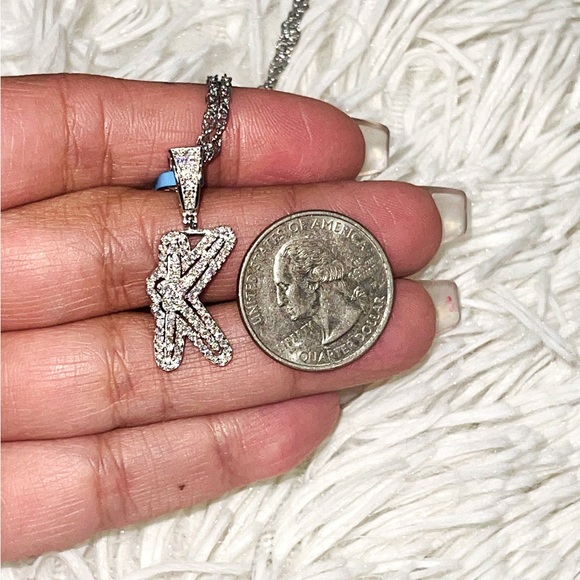 Jewelry - Vvs GRA certified white gold vermeil K initial pendant 100% passes diamond tests